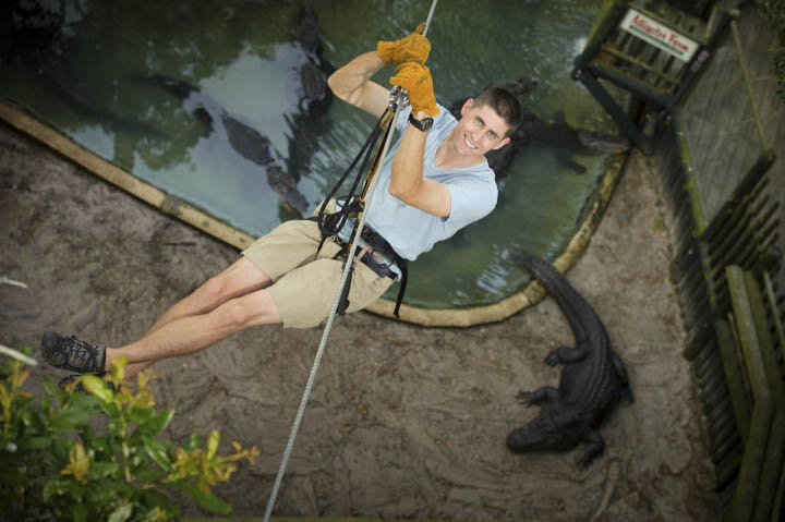 Things to do in St. Augustine Florida in 2020: zipline over a swarm of alligators at the St Augustine Alligator Farm