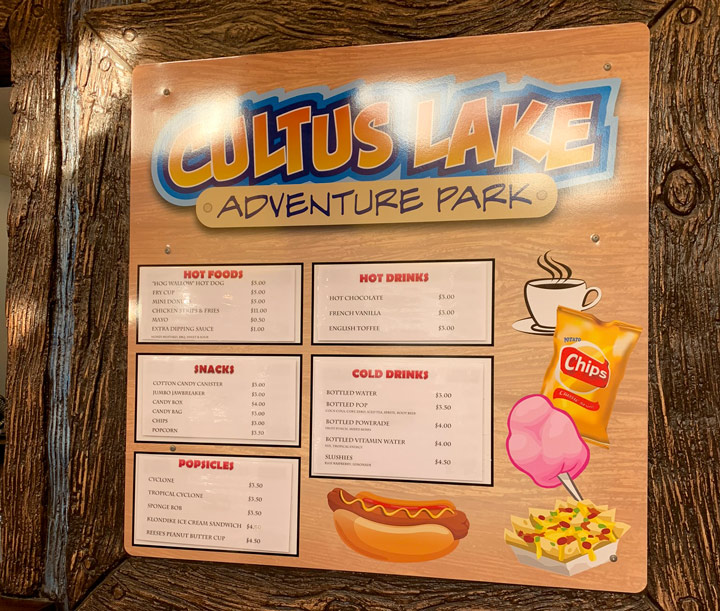 Cultus Lake Adventure Park Review Food Menu