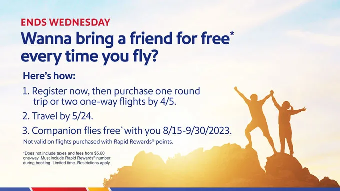 Three Days Only: Southwest Airlines Launches Limited-time Promotional Companion Pass Offer